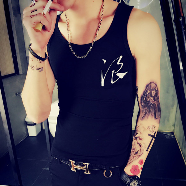 Nyári testre szabott férfi felső, mintával