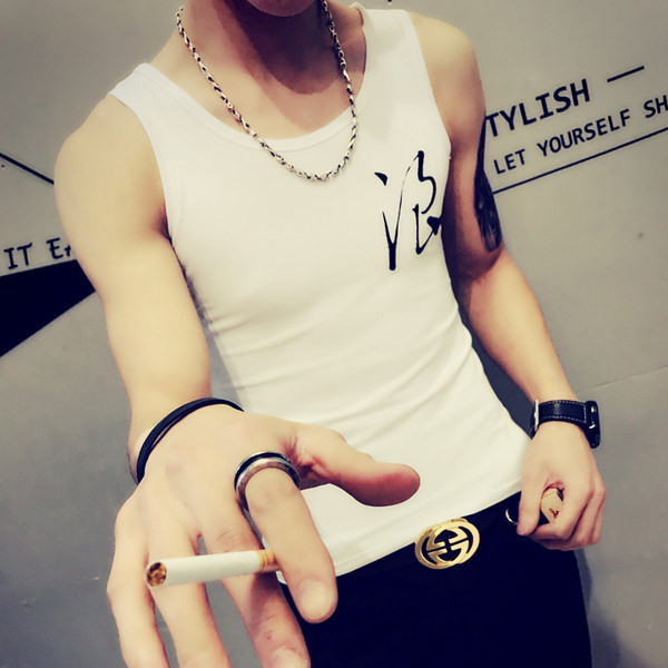 Nyári testre szabott férfi felső, mintával