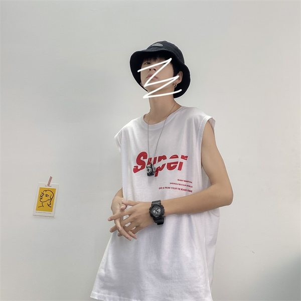 Καθημερινή φαρδιά αμάνικη μπλούζα με επιγραφή