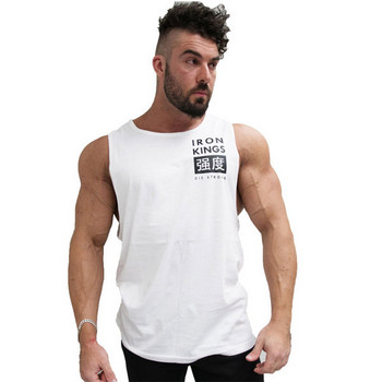 Ανδρική αθλητική αμάνικη μπλούζα με οβάλ λαιμόκοψη και εκτύπωση