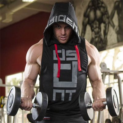 Vīriešu sporta tanktops ar kapuci un saitēm