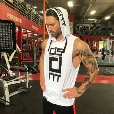 Vīriešu sporta tanktops ar kapuci un saitēm