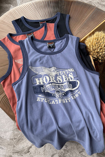 Ανδρικό αμάνικομε απλικέ και οβάλ λαιμόκοψη