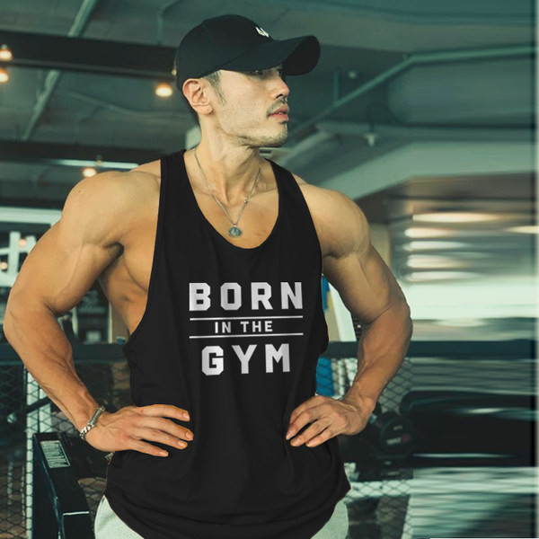 Modern férfi felső pánttal és felirattal