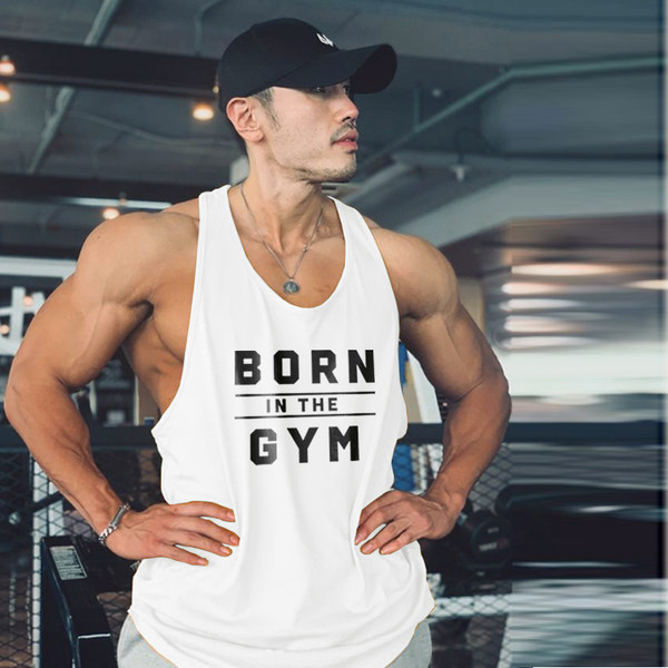 Modern férfi felső pánttal és felirattal