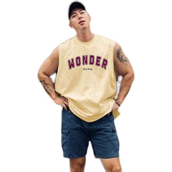 Ανδρικό φαρδύ αμάνικο με επιγραφές - φαρδύ μοντέλο