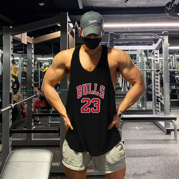 Ανδρικό αθλητικό αμάνικο με τιράντες και επιγραφές