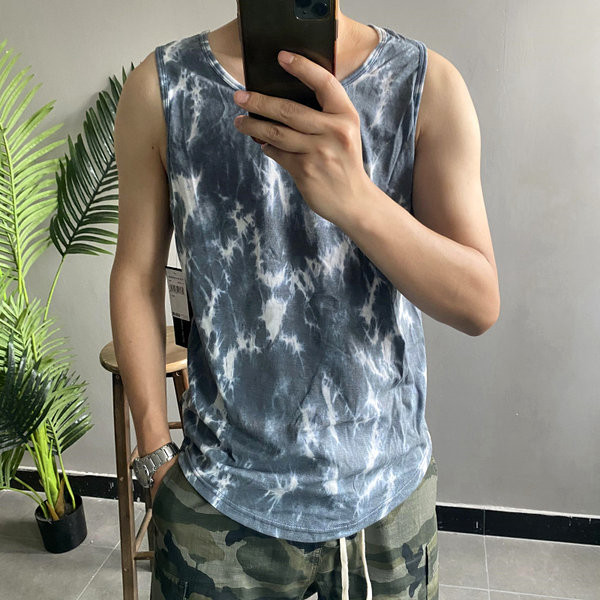 Καθημερινή ανδρική αμάνικη μπλούζα με μάρμαρο και φαρδιές τιράντες