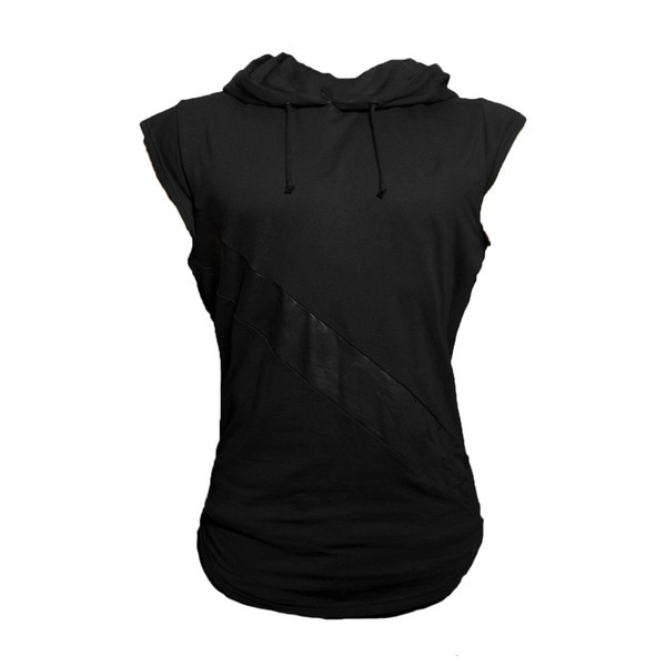 Ανδρική αμάνικη μπλούζα με κορδόνια και κουκούλα