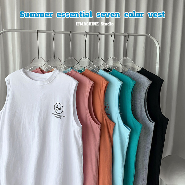 Καλοκαιρινή φαρδιά αμάνικη μπλούζα  με επιγραφή για άνδρες