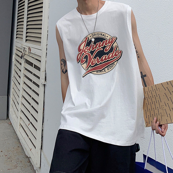 Καθημερινή ανδρική αμάνικη μπλούζα με έγχρωμη εκτύπωση