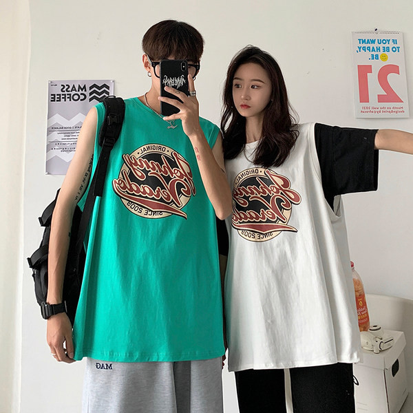 Καθημερινή ανδρική αμάνικη μπλούζα με έγχρωμη εκτύπωση