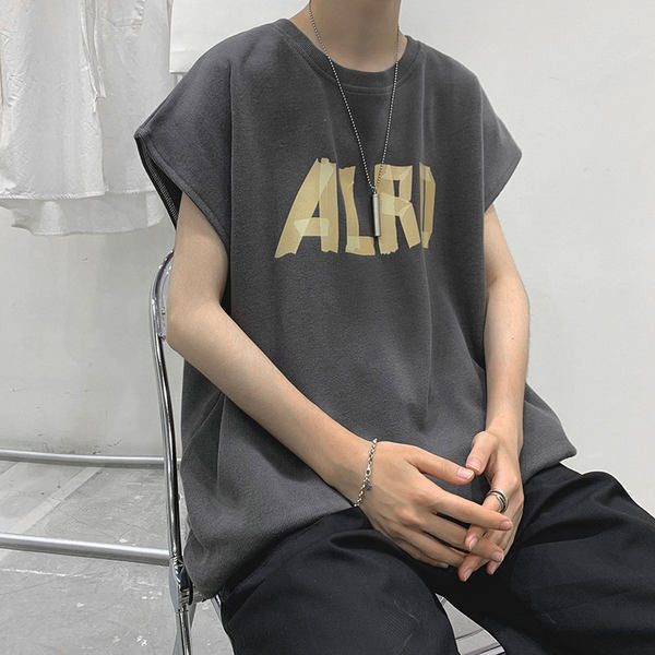 Ανδρικό αμάνικη μπλούζα  φαρδιά μοντέλο με επιγραφή