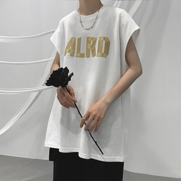 Ανδρικό αμάνικη μπλούζα  φαρδιά μοντέλο με επιγραφή