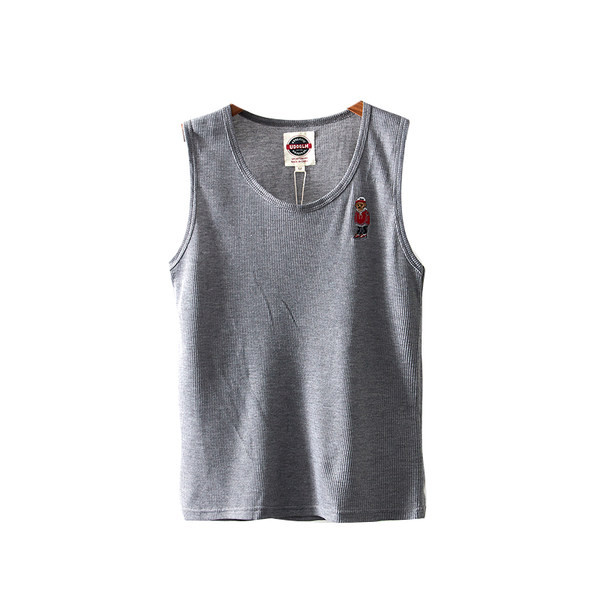 Ανδρικό κοτλέ τανκ με κέντημα αρκουδάκι