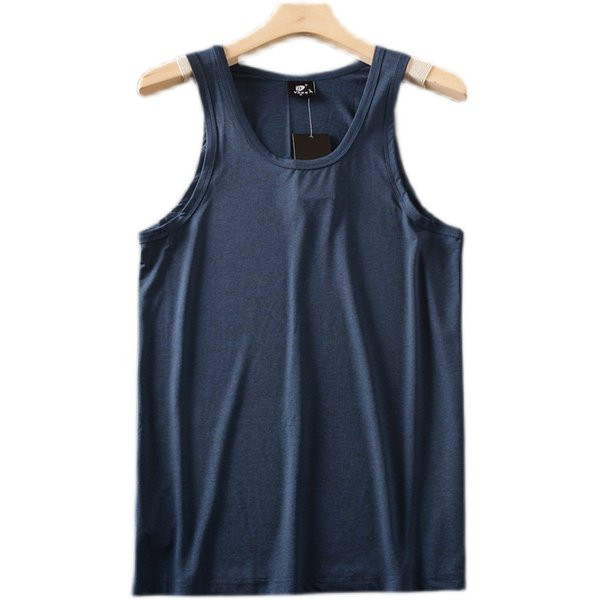 Μονόχρωμη ανδρική αμάνικη μπλούζα  με φαρδιά τιραντάκια