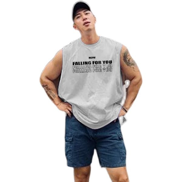 Ανδρική αμάνικη μπλούζα με επιγραφές σε διάφορα χρώματα