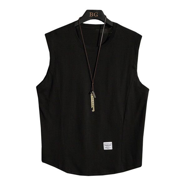 Casual ανδρική αμάνικη μπλούζα  με οβάλ λαιμόκοψη σε λευκό και μαύρο χρώμα