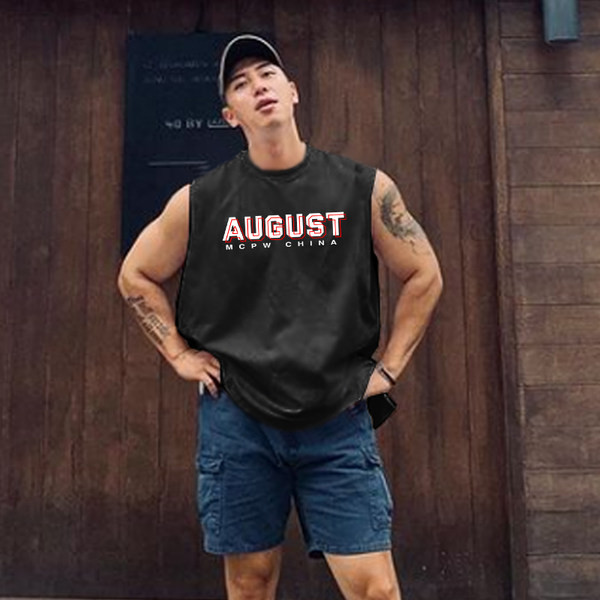 Νέο μοντέλο ανδρική αμάνικη μπλούζα  με επιγραφή