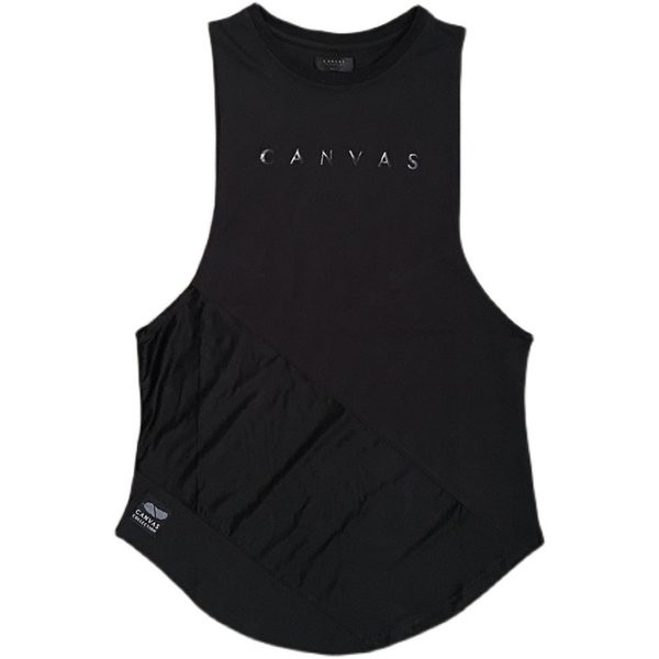 Ανδρική αμάνικη μπλούζα με στρογγυλή λαιμόκοψη και επιγραφή