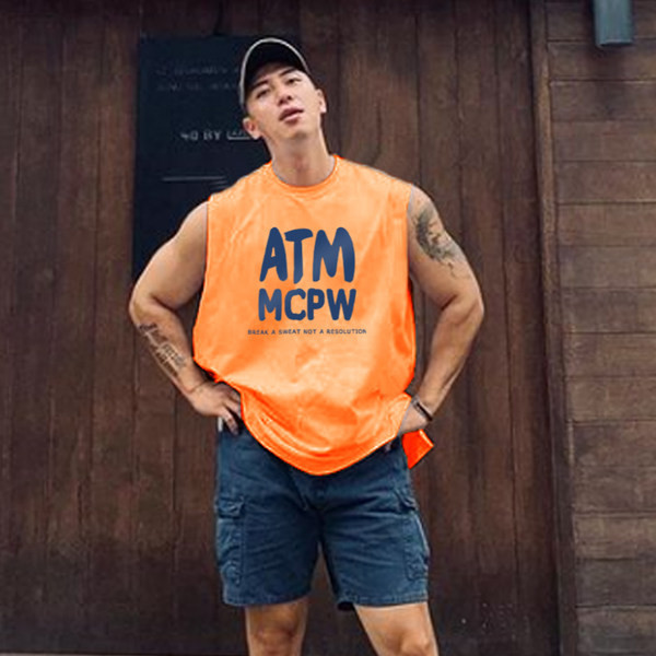 Ανδρική αμάνικη μπλούζα με επιγραφές σε διάφορα χρώματα