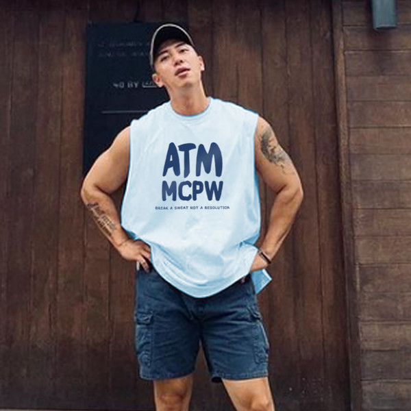 Ανδρική αμάνικη μπλούζα με επιγραφές σε διάφορα χρώματα