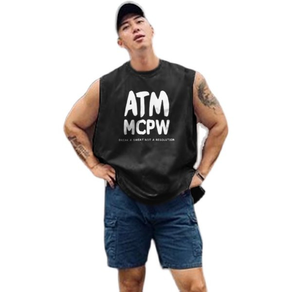 Ανδρική αμάνικη μπλούζα με επιγραφές σε διάφορα χρώματα