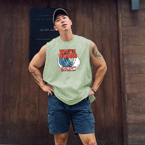 Ανδρικό μονόχρωμο αμάνικο με χρωματική εφαρμογή