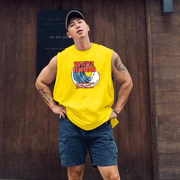 Ανδρικό μονόχρωμο αμάνικο με χρωματική εφαρμογή