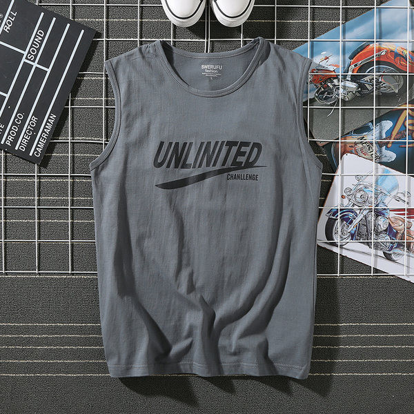 Καλοκαιρινή βαμβακερή αμάνικη μπλούζα με επιγραφή