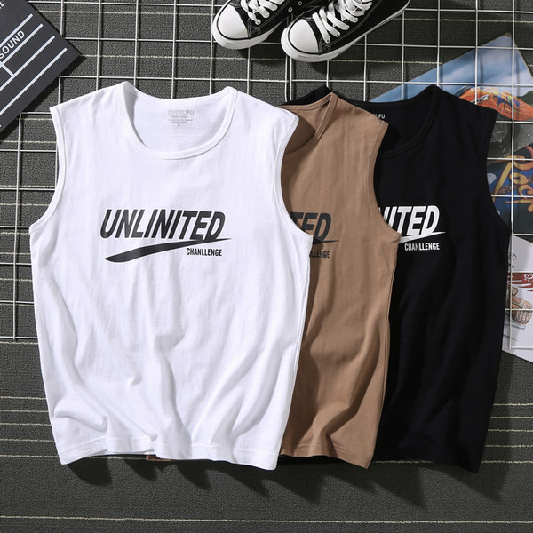 Καλοκαιρινή βαμβακερή αμάνικη μπλούζα με επιγραφή