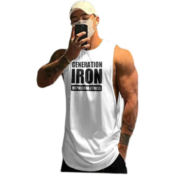 Ανδρική αθλητική αμάνικη μπλούζα με επιγραφές σε διάφορα χρώματα