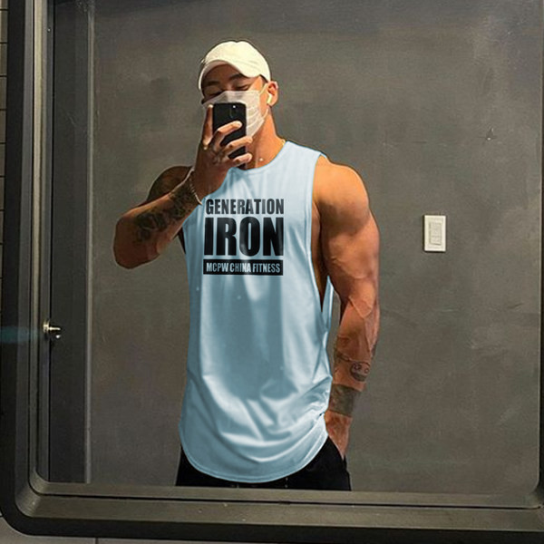 Ανδρική αθλητική αμάνικη μπλούζα με επιγραφές σε διάφορα χρώματα