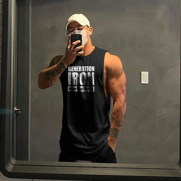 Ανδρική αθλητική αμάνικη μπλούζα με επιγραφές σε διάφορα χρώματα