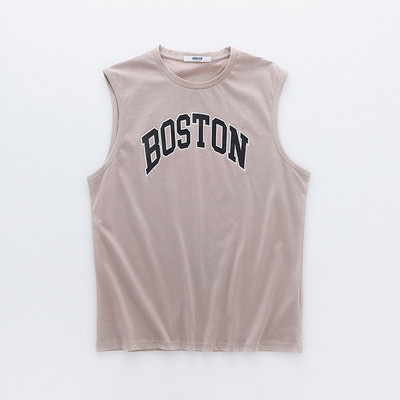 Καλοκαιρινή βαμβακερή αμάνικη μπλούζα  με επιγραφή για άνδρες