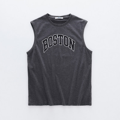 Καλοκαιρινή βαμβακερή αμάνικη μπλούζα  με επιγραφή για άνδρες