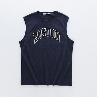 Καλοκαιρινή βαμβακερή αμάνικη μπλούζα  με επιγραφή για άνδρες