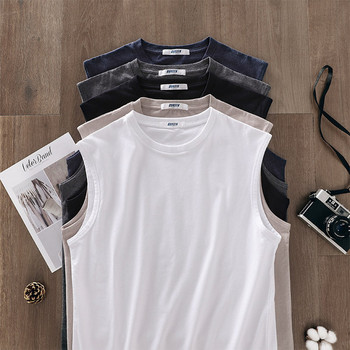 Βαμβακερή αμάνικη μπλούζα  για άνδρες - ένα χρώμα