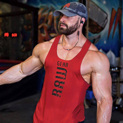 Meeste sportlik tanktop kirjaga-Slim mudel