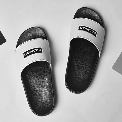 Ανδρικές casual έκο δερμάτινες παντόφλες με επιγραφή