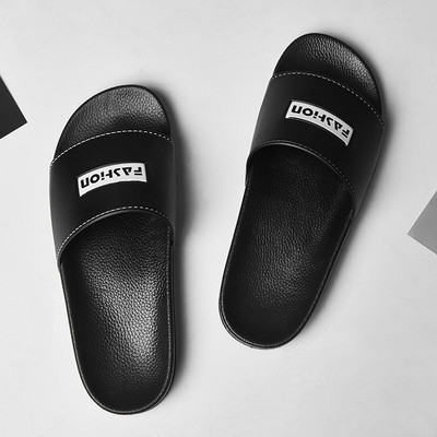 Ανδρικές casual έκο δερμάτινες παντόφλες με επιγραφή