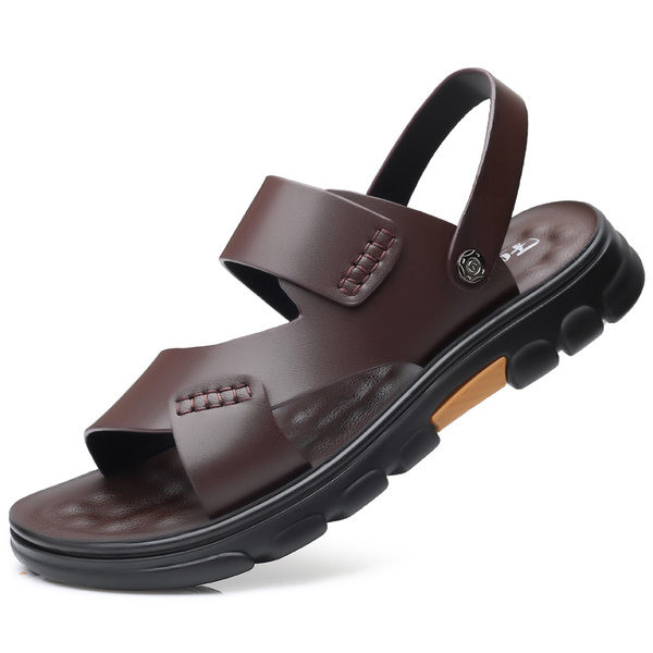 Ανδρικά έκο δερμάτινα σανδάλια με επίπεδη σόλα