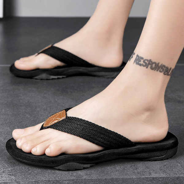 Nyári férfi papucs a lábujjak között, textilpánttal