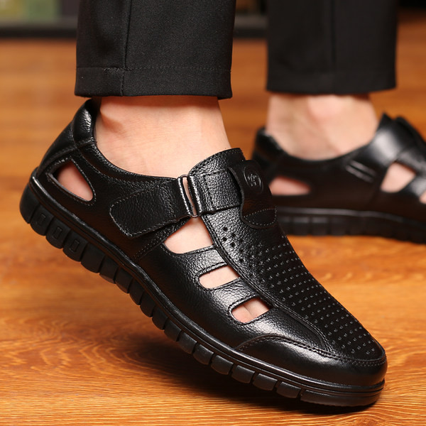 Vyriški kvėpuojantys dirbtinės odos sandalai