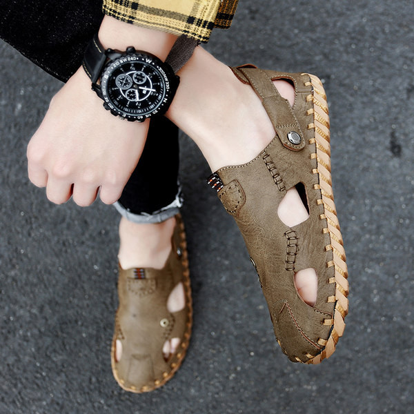 Muške sandale sa zatvorenim prstima od eko kože