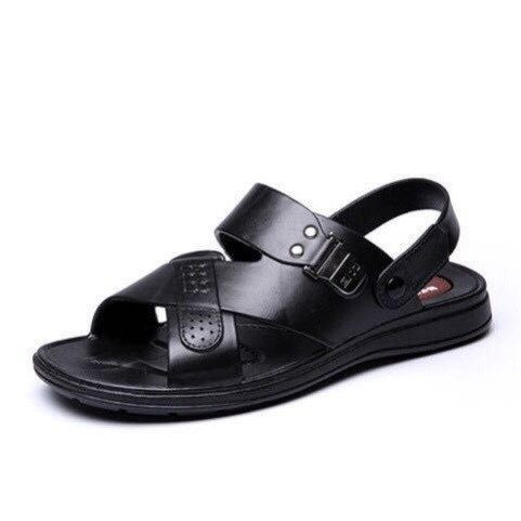 Eko bőrből készült kerek férfi szandál emblémával