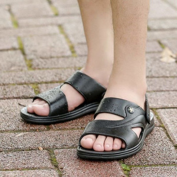 Мъжки сандали от изкуствена кожа с равна подметка 