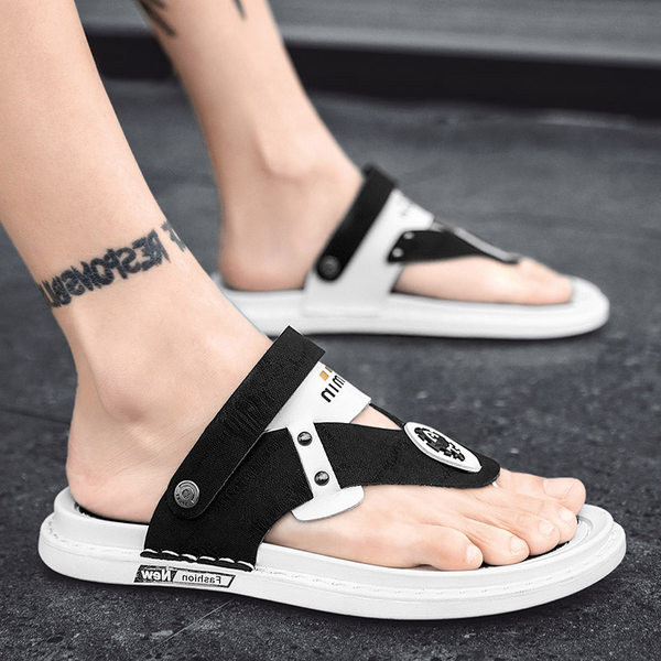 Καλοκαιρινές ανδρικές παντόφλες μέσα από δάχτυλα από οικολογικό δέρμα