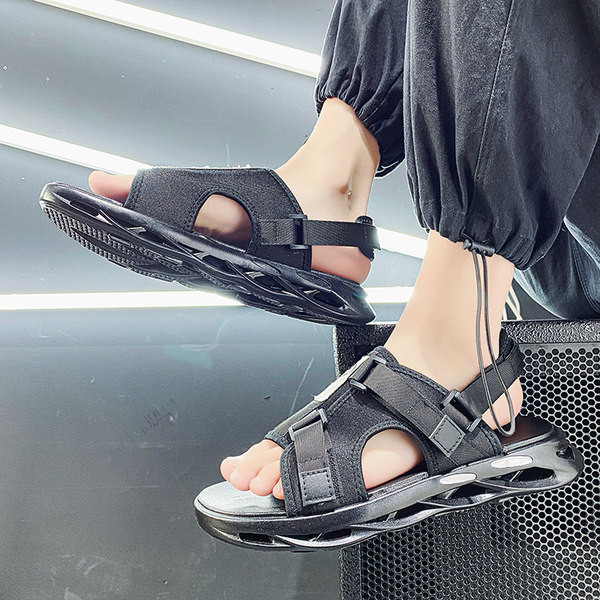 Ανδρικά υφασμάτινα σανδάλια με επίπεδη σόλα