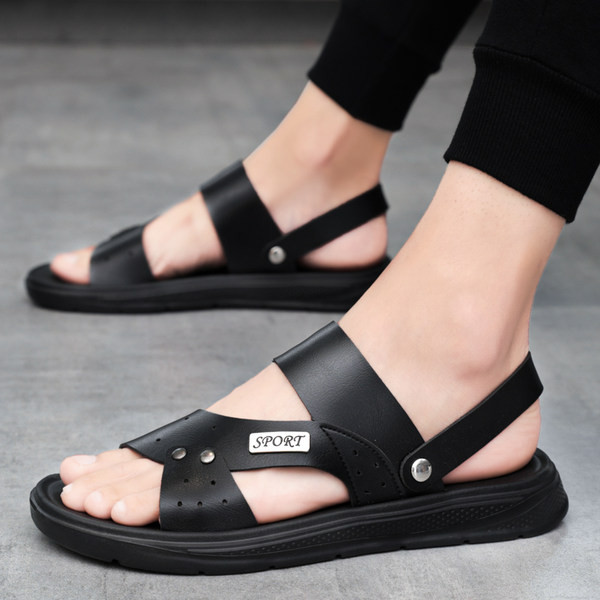 Ανδρικά σανδάλια casual με επίπεδη σόλα και δερμάτινα λουριά